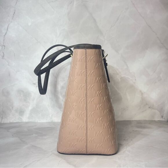 Michael Kors Embossed Patent Leather Tote & Wallet Fawn Pink/Brown - Picture 10 of 13